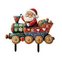 WMGHA Christmas Train Decorations Yard Signs with LED Lights - Christmas Tree Santa Train Airplane Lawn Signs with Stakes for Holiday Xmas Lawn Garden Yard Decorations Outdoor