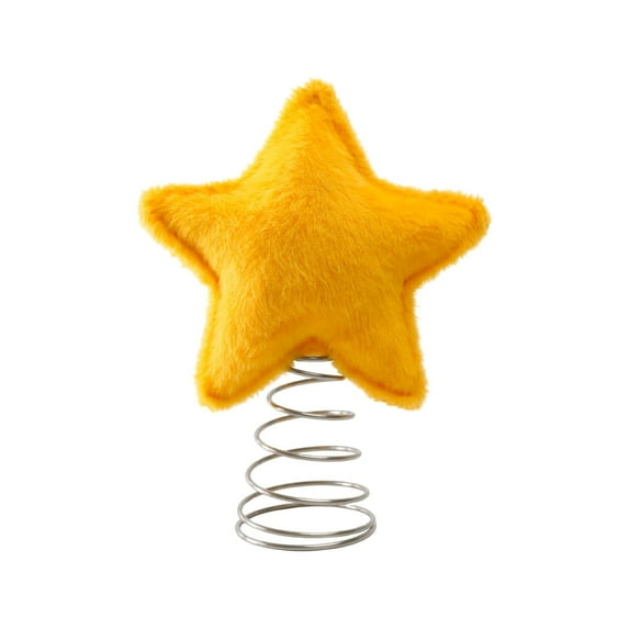 WMGHA Christmas Tree Top Plush Star Decoration with Spring Base - 3D Star Tree Topper Ornament for Holiday Atmosphere Decor, Red/Yellow Color