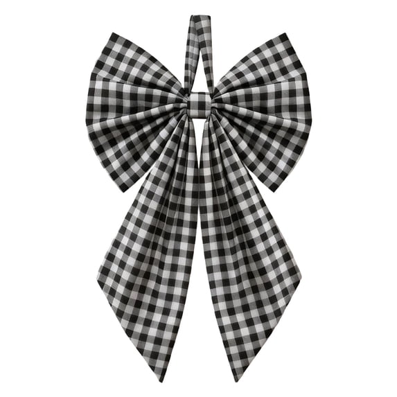WMGHA Christmas Tree Topper Bow Wreath, 10 x 7 Inches Large Grid Bow Tree Topper,Christmas Wreath for Tree Indoor/Outdoor Christmas Decoration