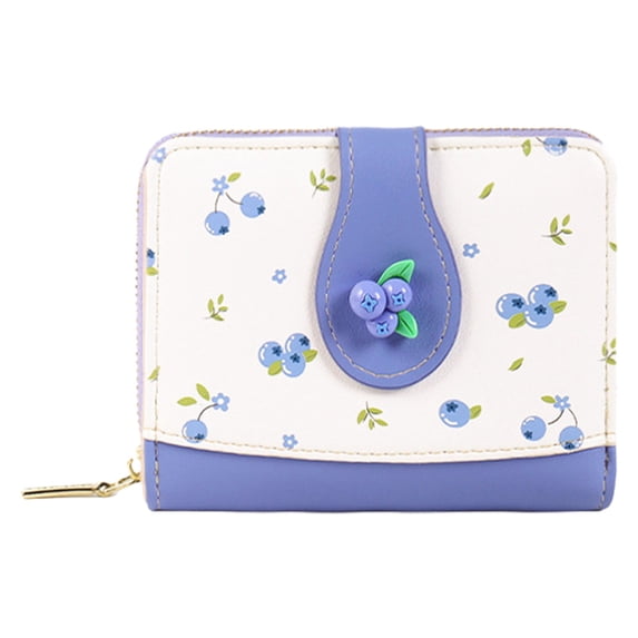 WMGHA Cutest Fruit Prints Wallet Card Slots Small Wallet with Zipper Coin Pouch Wallet for Women Girls, Compact Card Holder and Coin Purse for Daily Use
