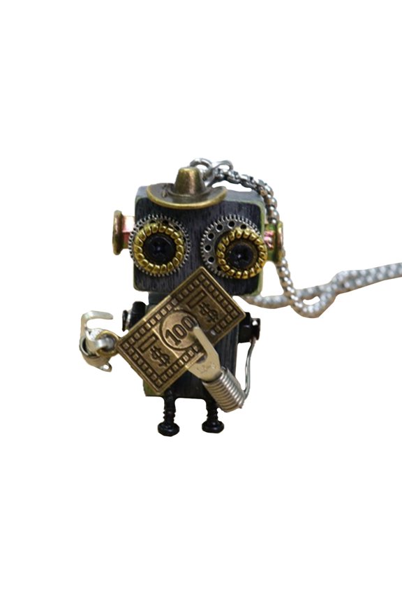DIY Wooden Punk Robot Necklace Kit, Steampunk Keychain Craft for Teens Adults, Unisex Handmade Jewelry Making, Creative Science Fiction Style Personalized Gift