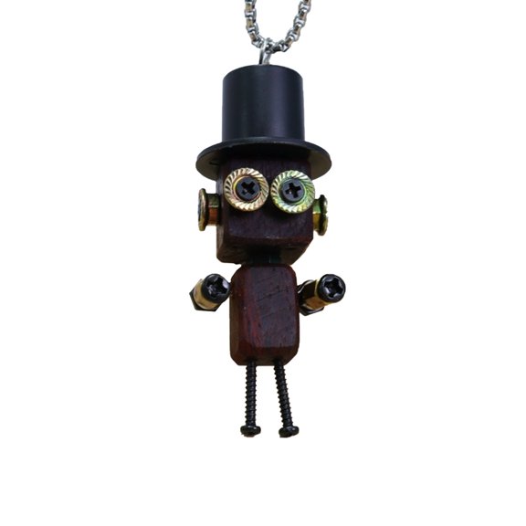 WMGHA ‌DIY Wooden Punk Robot Necklace Kit, Steampunk Keychain Craft for Teens Adults, Unisex Handmade Jewelry Making, Creative Science Fiction Style Personalized Gift