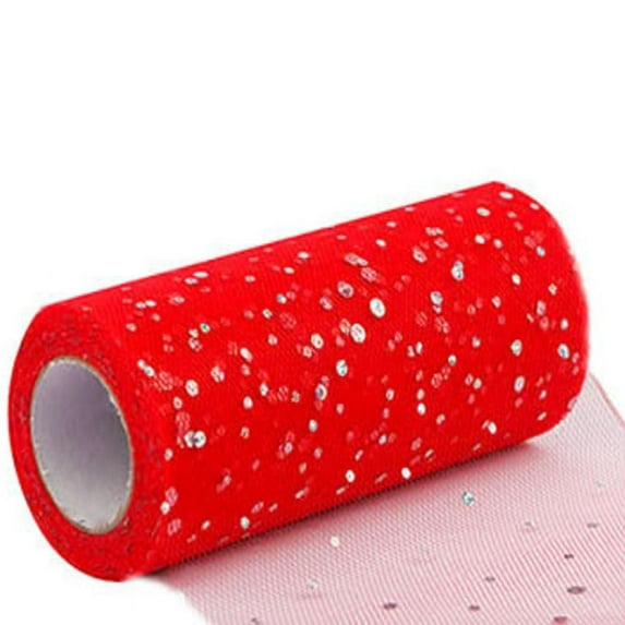 WMGHA Deco Mesh Ribbon Rolls -6 inch Wide Glitter Deco Mesh Ribbon Wrapping Ribbon Rolls for Home Door Wreath Decoration DIY Crafts Making,Christmas Tree Decor, Box Wrapping,10 Yards