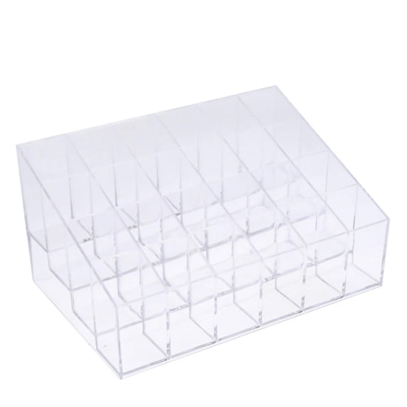 WMGHA Desktop Storage Box, Lipstick Display Rack: 24 Compartment Acrylic Gloss Organizer Lipstick Organizer Holder Clear Makeup Organizer Lipstick Case for Lip Gloss Brushes