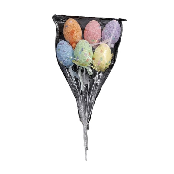 WMGHA Easter Decorations Eggs Hanging Ornaments, 6 Pcs Easter Egg Carrot Ornament, Plastic Glittering Hanging Eggs Glitter Carrots for Easter Party Supplies Tree Decoration