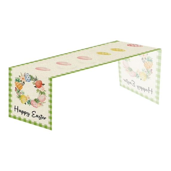 WMGHA Easter Table Runner Festive Bunny Egg Small Print Vintage Easter Decoration Linen Tablecloth Easter Home Decor Table for Oval Table,Easter Decorations For Home Tablecloth