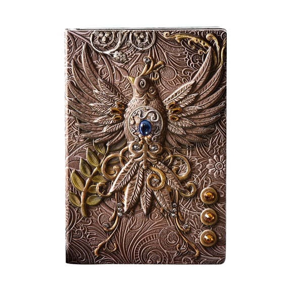 WMGHA Embossed Leather Journal Writing Notebook - Antique Handmade Leather Daily Notepad Sketchbook, Phoenix Gift For Men & Women,Travel Sketchbook & Poetry Diary,100 Sheets,A5 (5.5" X 8.3")