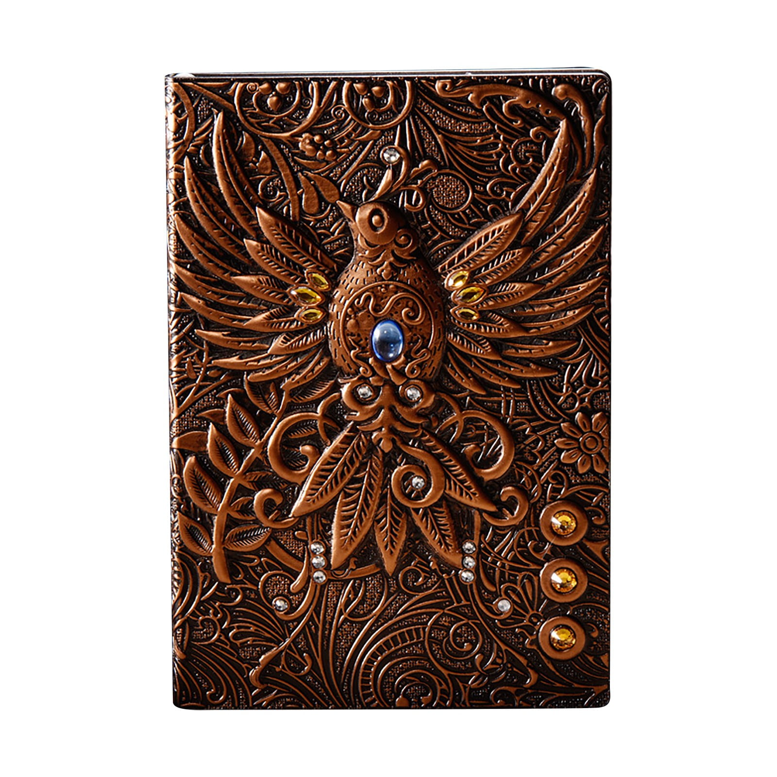 WMGHA Embossed Leather Journal Writing Notebook - Antique Handmade Leather Daily Notepad Sketchbook, Phoenix Gift For Men & Women,Travel Sketchbook & Poetry Diary,100 Sheets,A5 (5.5" X 8.3")