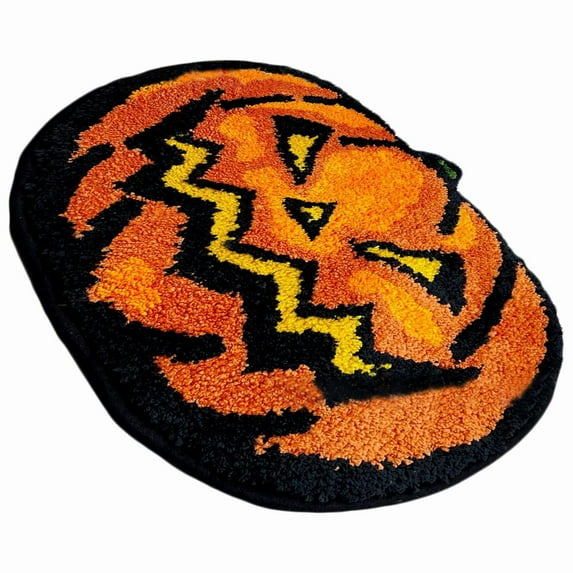 WMGHA Fall Pumpkin Rug, Halloween Bathroom Decor, Non Slip Funny Cute Bath Mats Washable Carpet Autumn Home Decoration, for Front Door, Bedroom, Living Home (Pumpkin)