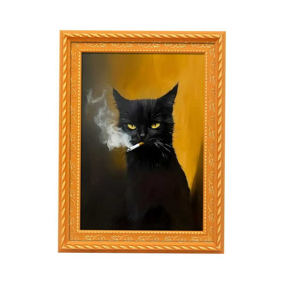 WMGHA Funny Cat Magnets | Vintage Art Cats Magnet with Wooden Frame for Fridge Kitchen Locker Refrigerator Retro Cute Fun Home Decor Office Decorative Accessories for Cat Lovers,3.2x2.4 inch