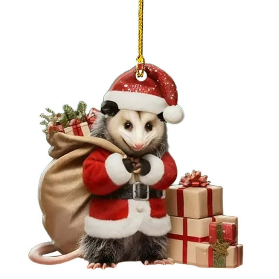 WMGHA Funny Opossum Christmas Ornament Hanging Upside Down - Quirky Possum Christmas Tree Decor for Animal Lovers, Unique Gift for Women Girls & Wildlife Enthusiasts
