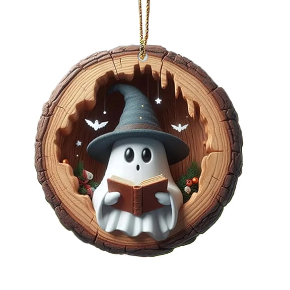 WMGHA Ghost Acrylic Ornament - 2D Flat Christmas Tree Decoration for Xmas Halloween Decor, Book Lovers Gifts, Bookish Gifts, Book, Book Lover Gifts for Women