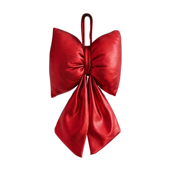 WMGHA Glitter Christmas Bow Decorations for Xmas Tree 10 × 7.5 inch 3D Shiny Bows Hanging Ornaments Decorative Fabric Bow-Knot Pendant for Holiday Party and Wedding