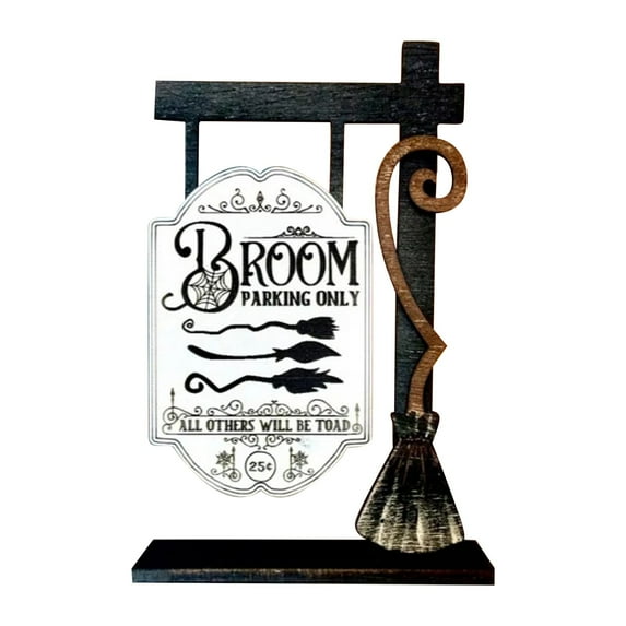 WMGHA Halloween Decorations,Halloween Decorations Indoor,Halloween Broom Parking Library Sign,Halloween Witch Decor for Front Porch Wall Home Office Indoor Outdoor