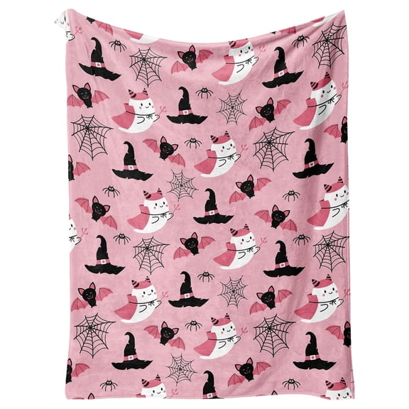 WMGHA Halloween Flannel Throw Blanket – Ghost, Bat & Pumpkin Pattern – Halloween Blanket Halloween Throw Blanket Super Soft Cozy and Plush for Couch and Chair(39" x 27.5")