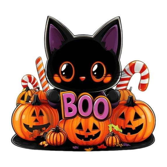 WMGHA Halloween Wreath Door Sign Welcome Sign for Front Door, Halloween Decorations Black Cat Happy Halloween Sign Hanging Home Wall Decor Halloween Party Favors Outdoor Indoor Supplies