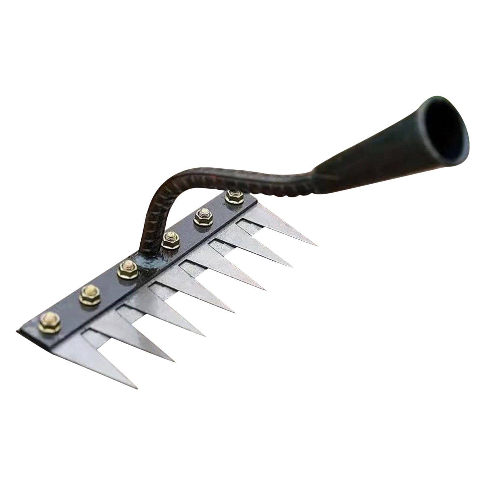 WMGHA Iron Rake - 2025 New Heavy-Duty Weed Rake for Gardening,Lawn Care & Dethatchin,5/6/7/8 Teeth Carbon Steel Detachable Weeding Tool Durable & Lightweight Yard Equipment(no wooden handle)