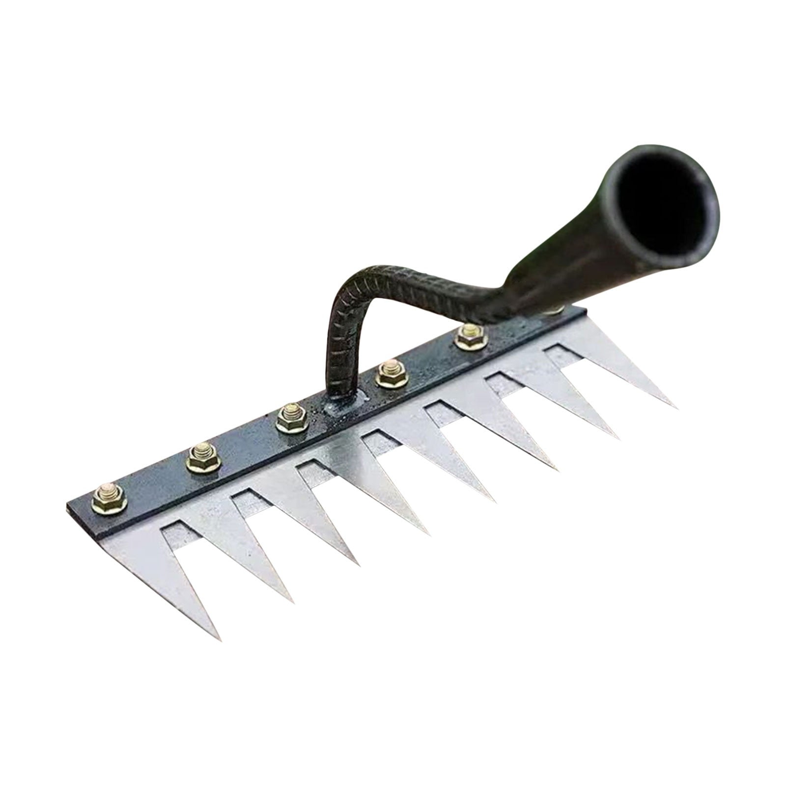 WMGHA Iron Rake - 2025 New Heavy-Duty Weed Rake for Gardening,Lawn Care & Dethatchin,5/6/7/8 Teeth Carbon Steel Detachable Weeding Tool Durable & Lightweight Yard Equipment(no wooden handle)