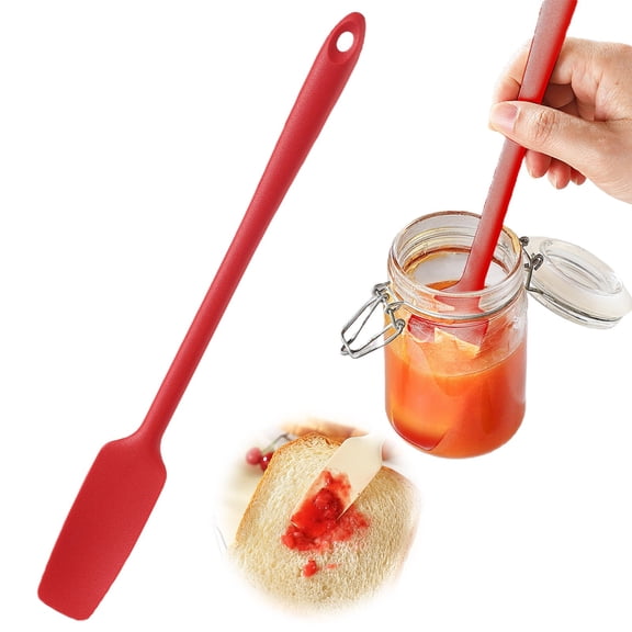 WMGHA Long Handle Silicone Jar Spatula / Jar Scraper / Spurtle – Non-Stick Heat Resistant Cake Cream Spatulas Set – Small Sourdough Spatula for Kitchen Use – Spatula Set
