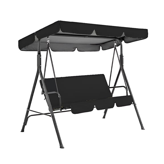 WMGHA Patio Swing Canopy Waterproof Top Cover Cloth, 210D Replacement Canopy Cover with Ruffle Trim for 2/3-Seater, Hanging Glider Porch Bench for Garden, Poolside, Backyard,Adjustable Shade(R#2)