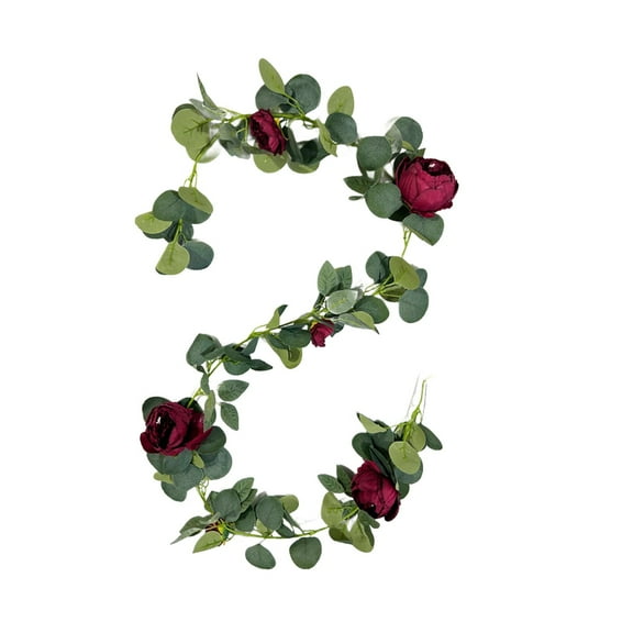WMGHA Peony Garland, 6Ft Artificial Peony Flower Garland Hanging Greenery Vine Silk Floral Vine Home Table Runner Mantle Wedding Arch Wall Craft Arrangement Decorations