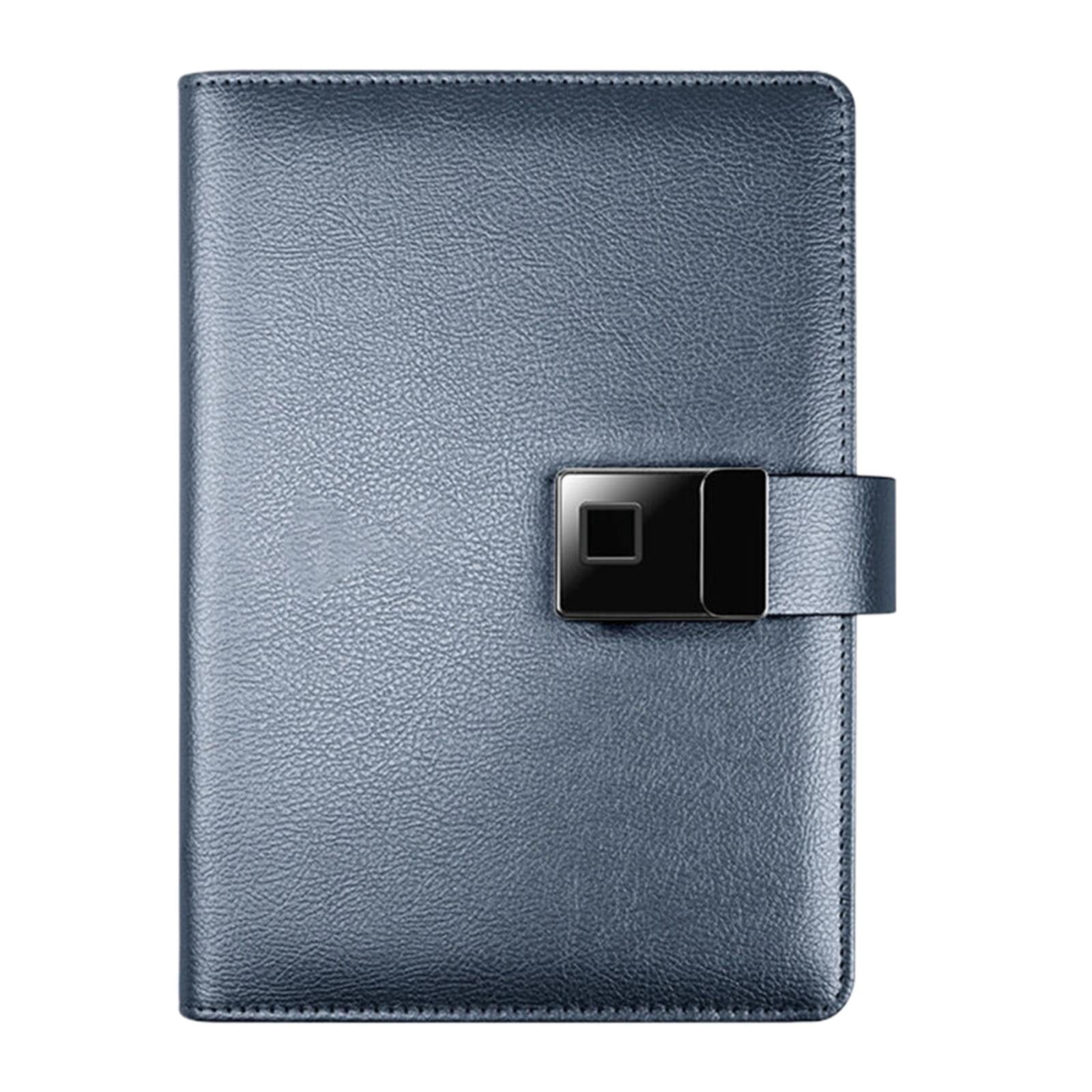 WMGHA Refillable Faux Leather Fingerprint Lock Diary Notebook Planner Organizer – A5 Loose-Leaf Business Journal, Executive Hardcover Buiness PU Leather Password Memo Notepad