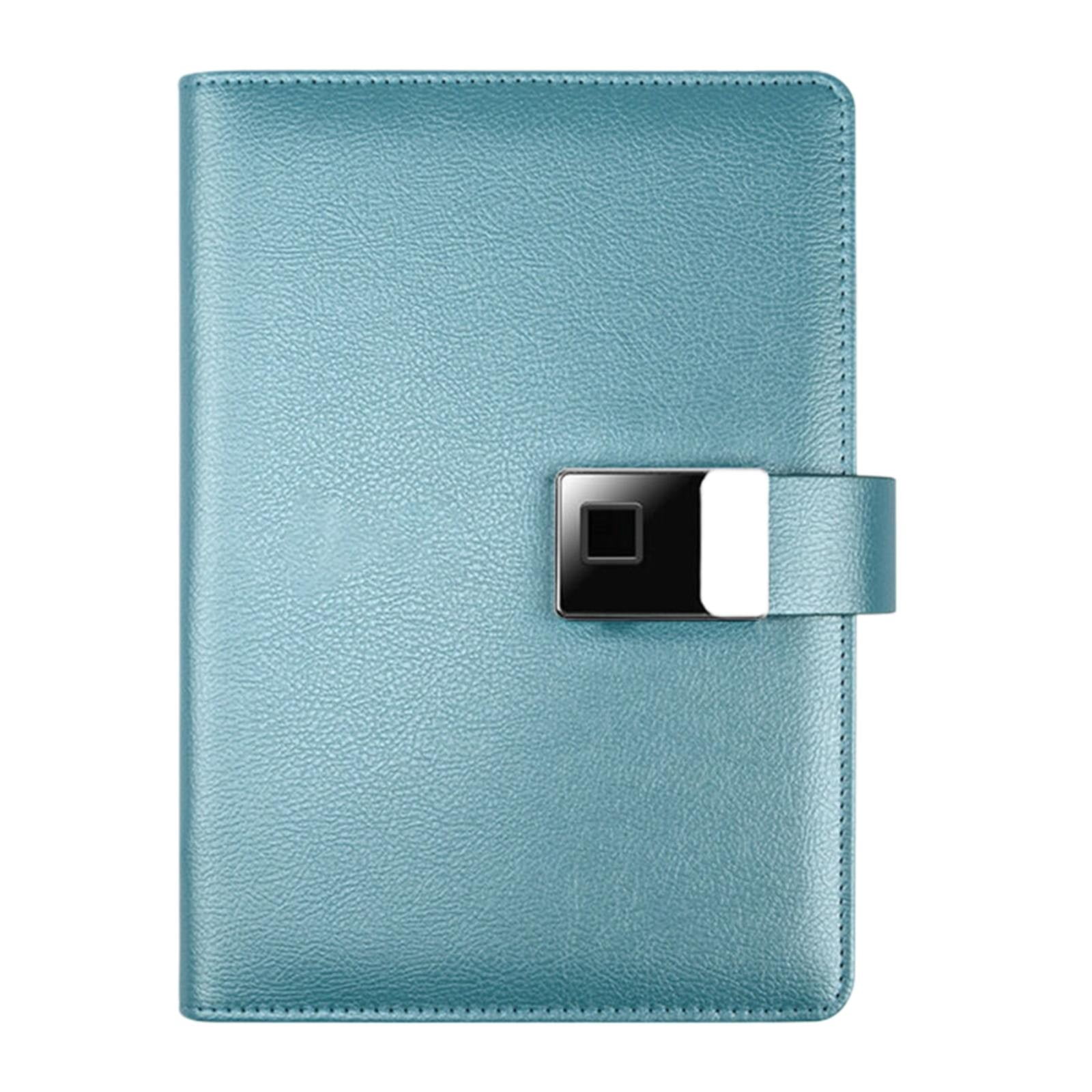 WMGHA Refillable Faux Leather Fingerprint Lock Diary Notebook Planner Organizer – A5 Loose-Leaf Business Journal, Executive Hardcover Buiness PU Leather Password Memo Notepad