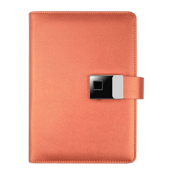 WMGHA Refillable Faux Leather Fingerprint Lock Diary Notebook Planner Organizer – A5 Loose-Leaf Business Journal, Executive Hardcover Buiness PU Leather Password Memo Notepad