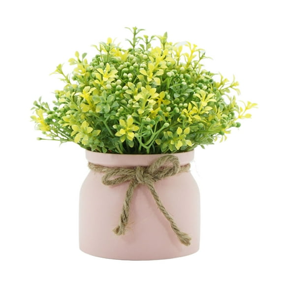 WMGHA Small Artificial Plants Greenery Desktop Bonsai - Artificial Flowers Plants In Pot,Green Plastic Fake Plants for Home Decor,Indoor Bookshelf,Office Desk and Bathroom Room Decor, Tall 7.5"