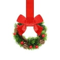 thumbnail image 1 of WMGHA Small Christmas Wreath 10'' Mini Wreaths for Kitchen Cabinet Wreaths with Berry & Red Velvet Bow Ribbon Window Wreath Christmas Xmas Farmhouse Decoration for Front Door Chair Wall, 1 of 9
