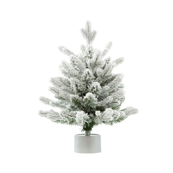 WMGHA Tabletop Christmas Tree with Light and Music, Rotating Musical Pre-lit Artificial Xmas Tree Revolving Decor for Home Office Holiday Party Gift (Green, White,Snow Flocked Pine)