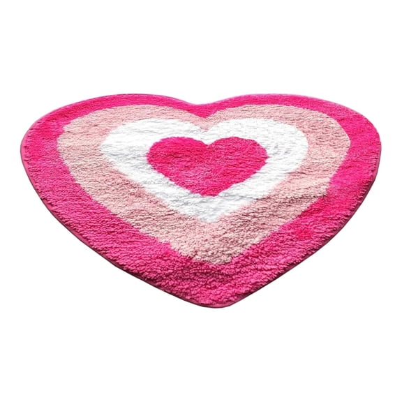 WMGHA Valentine's Day Bath Rug Red Heart Shape Tufted Bath Mat Non Slip Shower Rugs Front Door Mat Carpet Floor Rug for Home Kitchen Living Room Bedroom Bathroom Decor
