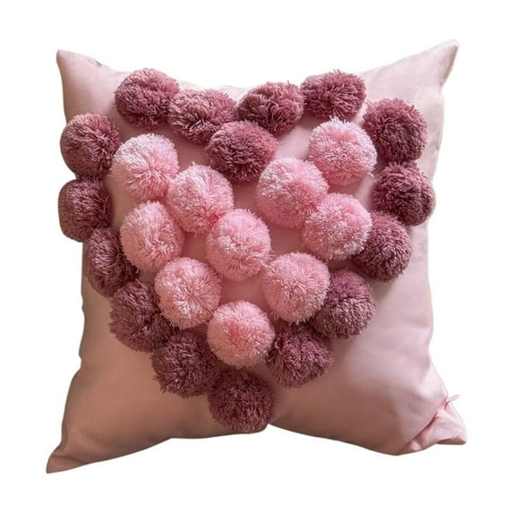 WMGHA Valentines Day Pillow Covers 18x18 Inch Cute Heart Pattern Plush Jacquard Romantic Love Decorative Throw Pillow Pillowcases for Lover Girls Wedding Sofa Living Room Bed