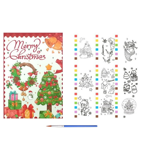 WMGHA Watercolor Painting Books, Pocket Watercolor Painting Coloring Kit, Paint with Brush Travel Activity Party Favors for Kids Toddlers,Portable Art Sketchbook with Brush for Outdoor