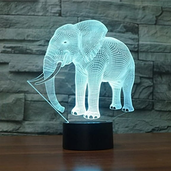 WMH Elephant 3D Lamp Illusion Night Light, 7 Color Changing Touch Switch Table Desk for Nursery/Decor/Living Room, 7 Colors Changing Elephant Toy and Gift for Kids/Birthday