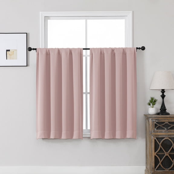 MKHILL Aether Blush Blackout Curtains 2 Panels, 45 Inch Long Short Room Darkening Window Draps for Kitchen Laundry Bathroom Small Window, Each 40"W x 45"L, Blush