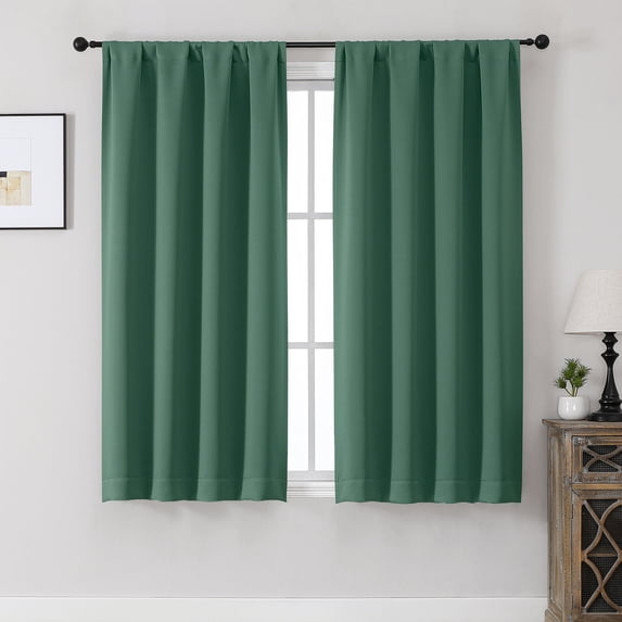 MKHILL Aether Ever Green Blackout Curtains 2 Panels, 54 Inch Long Room Darkening Window Drapes for Bedroom Living Room Half Window, Each 40" W x 54" L, Ever Green