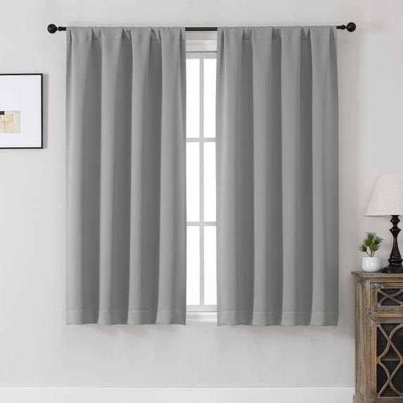 MKHILL Aether Grey Blackout Curtains 2 Panels, 54 Inch Long Thermal Insulated Room Darkening Window Drapes for Bedroom Living Room Half Window, Each 40" W x 54" L, Grey