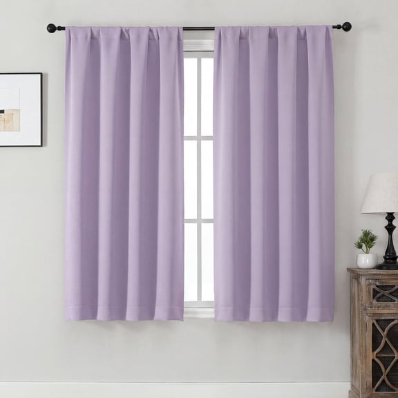 MKHILL Aether Lavender Blackout Curtains 2 Panels, 54 Inch Long Rod Pocket Room Darkening Window Drapes for Bedroom Living Room Kids Room Half Window, Each 40" W x 54" L, Lavender
