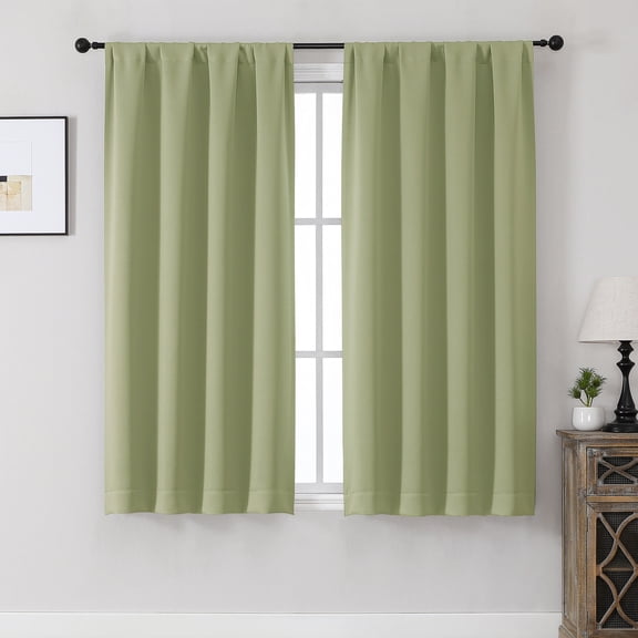 MKHILL Aether Sage Green Blackout Curtains 54 Inch Long 2 Panels, Light Blocking Room Darkening Thermal Insulated Window Drapes for Bedroom Living Room Half Window, Each 40" W x 54" L, Sage