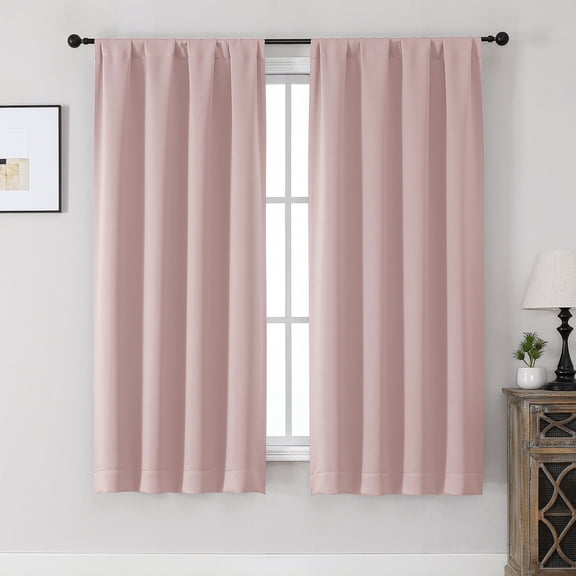 MKHILL Aether Blush Blackout Curtains 2 Panels, 63 Inch Long Thermal Insulated Room Darkening Window Drapes for Bedroom Living Room, Each 40" W x 63" L, Blush