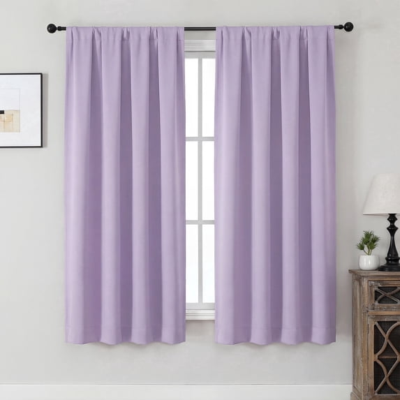 MKHILL Aether Lavender Thermal Insulated Blackout Curtains 2 Panels, 63 Inch Long Rod Pocket Room Darkening Window Drapes for Bedroom Living Room Kids Room, Each 40" W x 63" L, Lavender