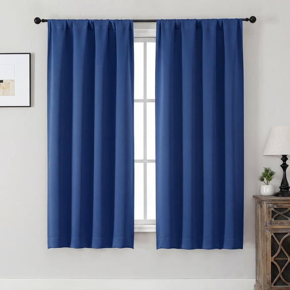 MKHILL Aether Royal Blue Blackout Curtains 2 Panels, 63 Inch Thermal Insulated Room Darkening Window Drapes for Bedroom Living Room, Each 40" W x 63" L, Royal Blue