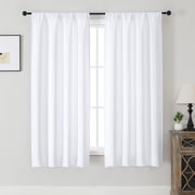 MKHILL Aether 2 Panels Blackout Curtains Pure White 40x63 inches, Light Blocking Room Darkening Thermal Insulated Window Drapes, Each 40" W x 63" L