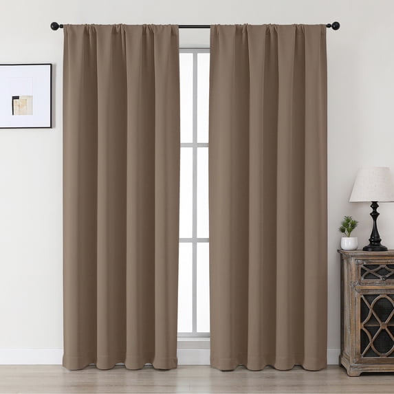MKHILL Aether 40x72 Barley Blackout Curtains 2 Panels, 72 Inch Long Thermal Drapes for French Door Sliding Glass Door, Each 40" W x 72" L