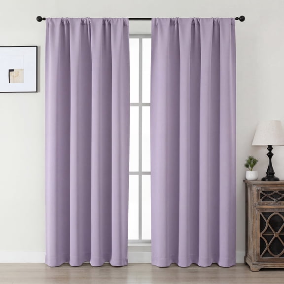 MKHILL Aether 40x72 Lavender Blackout Curtains 2 Panels, 72 Inch Long Thermal Drapes for French Door Sliding Glass Door, Each 40" W x 72" L