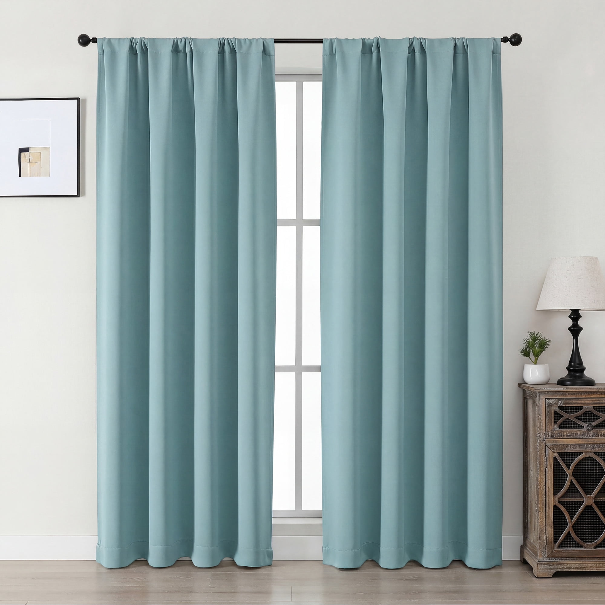 MKHILL Aether 40x78 Aqua Blackout Curtains Set of 2, 78 Inch Thermal ...
