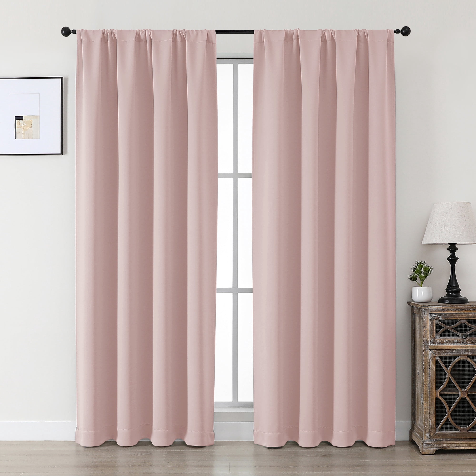 MKHILL Aether 40x78 Blush Blackout Curtains 2 Panels, 78 Inch Long ...