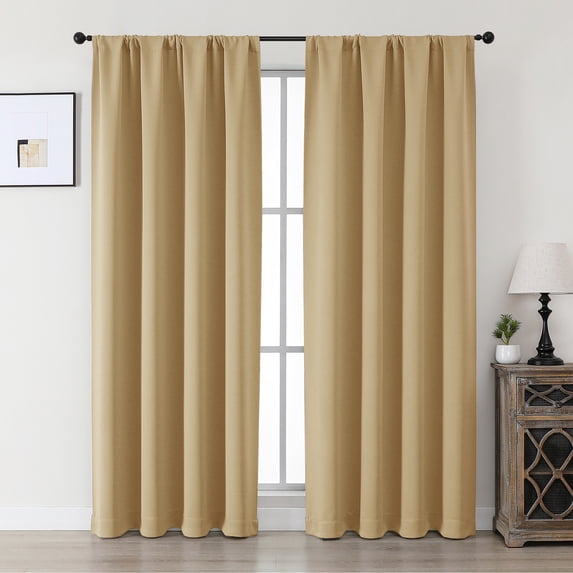 MKHILL Aether 40x78 Gold Blackout Curtains Gold 2 Panels, 78 Inch Long Thermal Insulated Rod Pocket Window Drapes for Bedroom Living Room Kids Room, Each 40" W x 78" L
