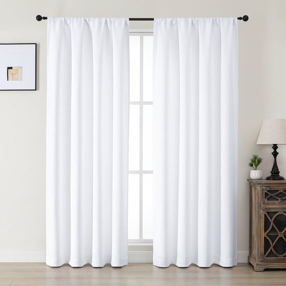 MKHILL Aether 40x78 Blackout Curtains Pure White 2 Panels, 78 Inch Thermal Insulated Panels for Living Room Dining Room, Each 40" W x 78" L
